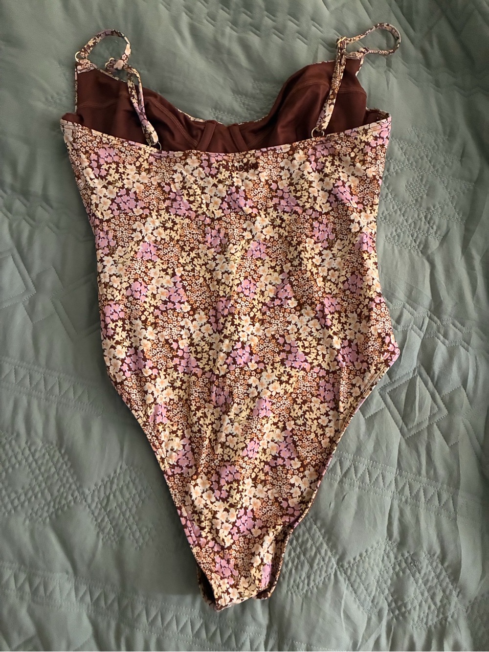 Billabong Floral One-Piece Swimsuit in Pink and Cream - Picture 2 of 2